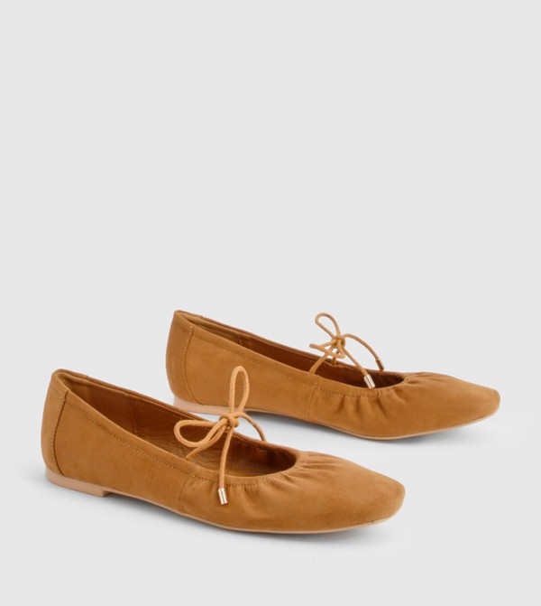 Ruched Tie Ballerinas