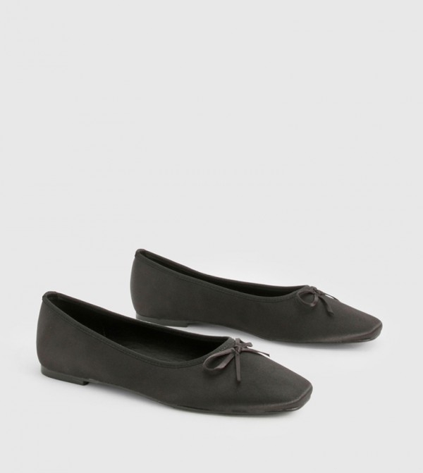 Square Toe Satin Ballerinas