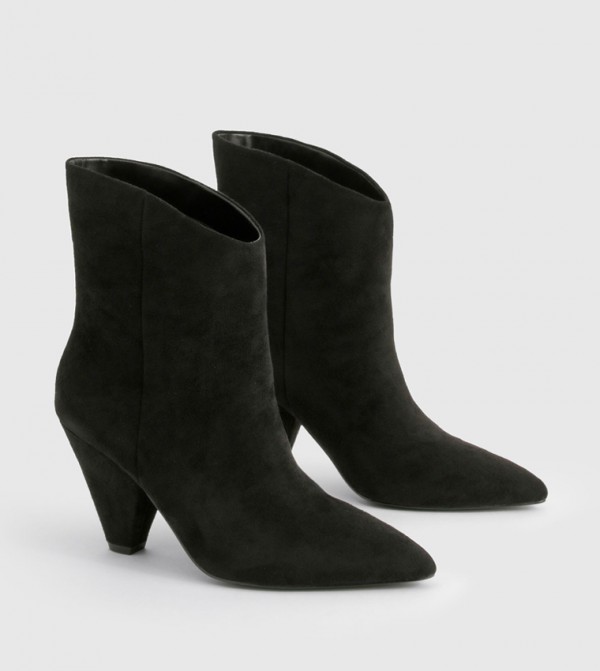 Pointed Toe Cone Heel Ankle Boots
