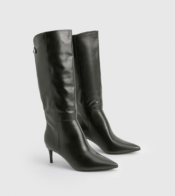 Wide Fit Curved Stiletto Knee High Boots