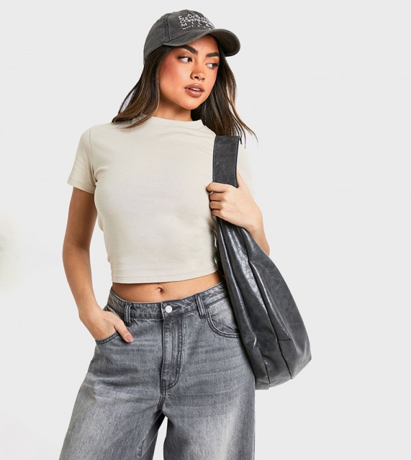 Pack of 2 Crew Neck Short Sleeves Crop T-Shirt