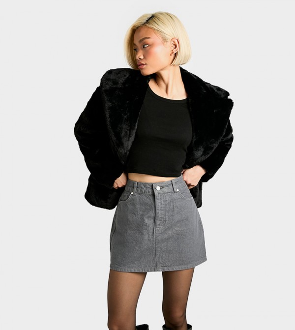 Washed Denim Mini Skirt