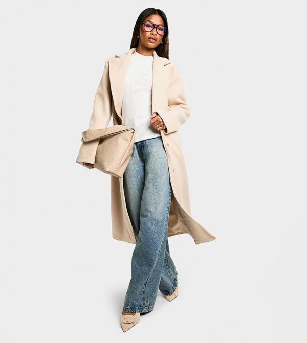 Long Sleeves Wool Look Coat