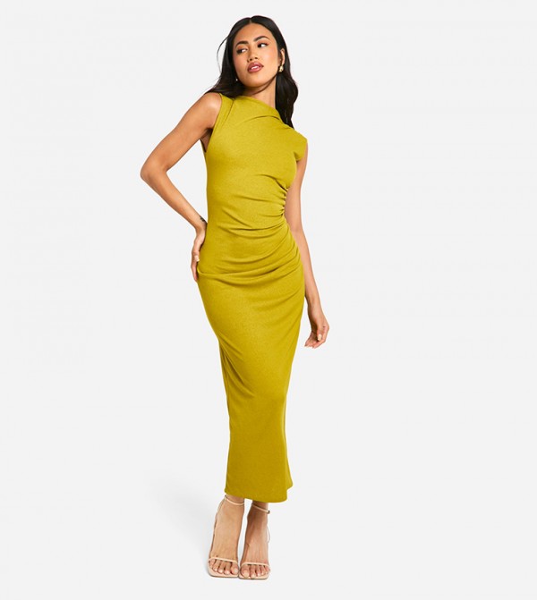 Sheer Ruched Maxi Dress