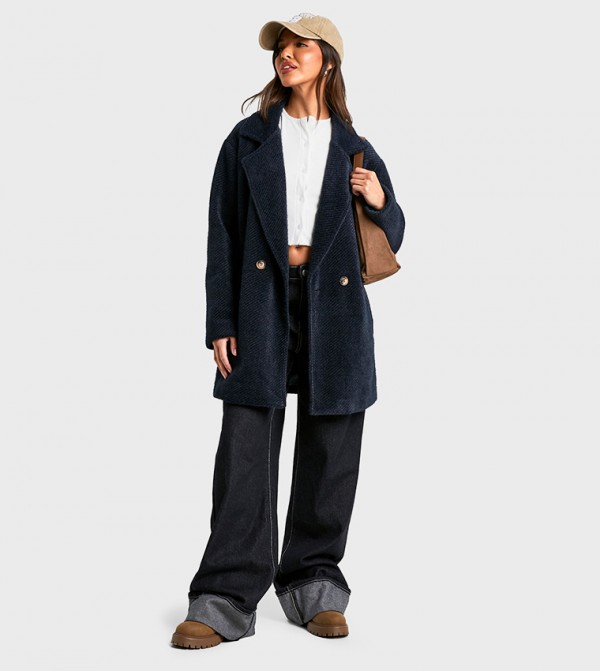 Textured Double Breasted Coat