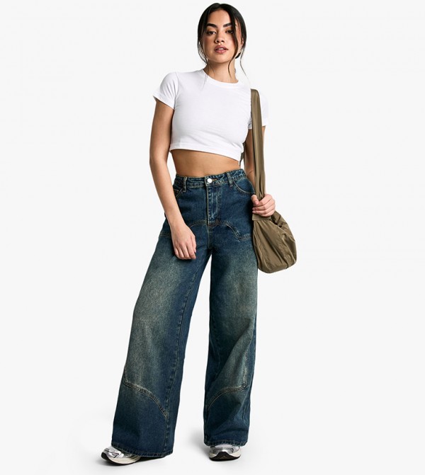 Seam Detail Wide Leg Jeans