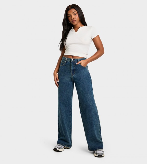 Washed Wide Leg Jeans