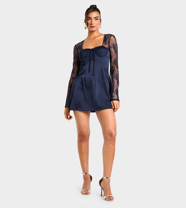 Flare Sleeves Lace Mini Dress