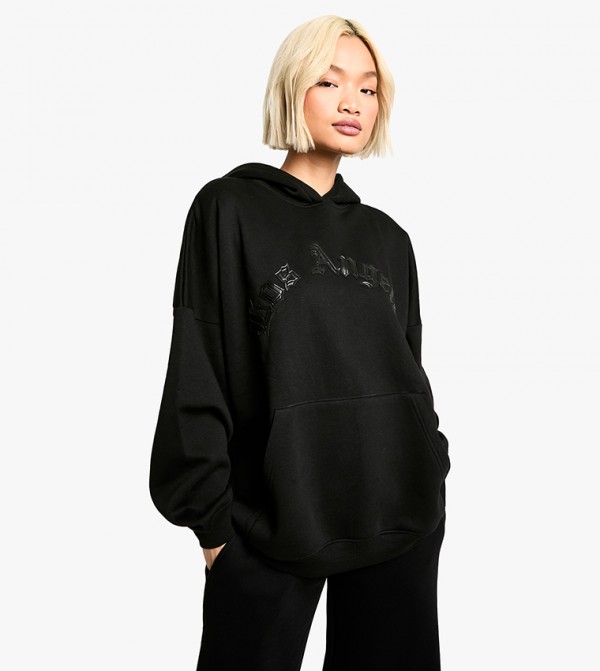 Los Angeles Pu Appliqued Oversized Hoodie