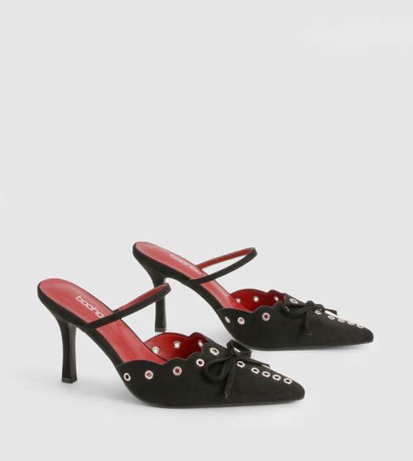 Eyelet Bow Stiletto Pumps