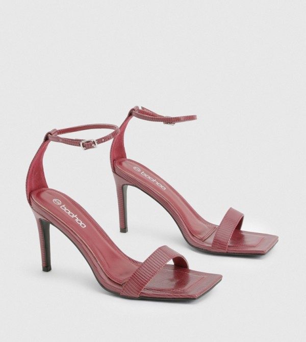 Croc Square Toe Mid Stiletto Heels