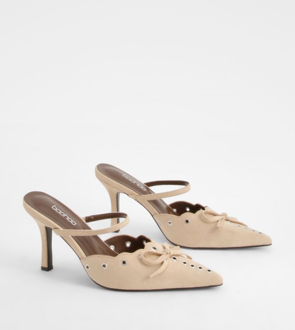 Eyelet Bow Stiletto Pumps