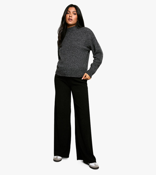Maternity Textured Elastic Waist Wide Leg Trousers