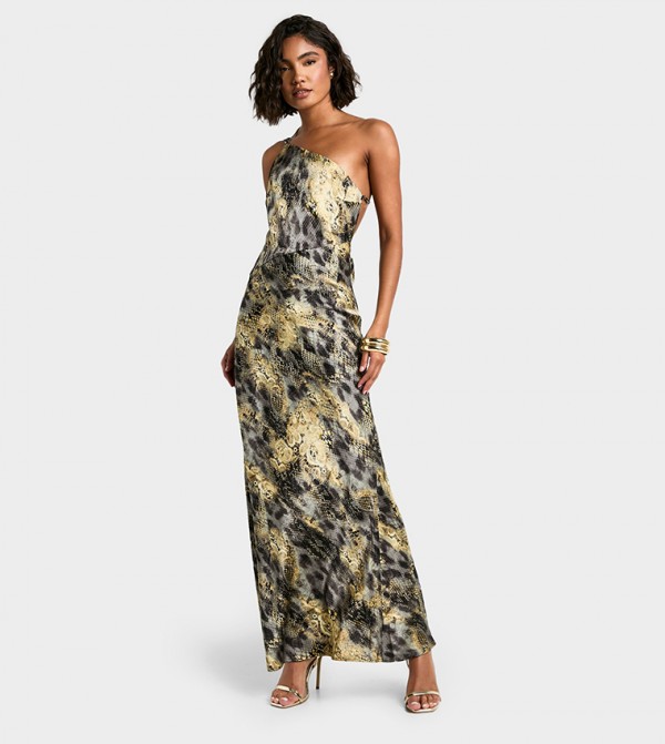 Tall Cowl Back Abstract Printed Maxi Dress
