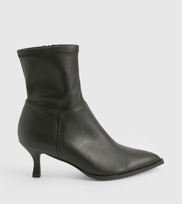 Pointed Toe Low Heel Slim Ankle Boots