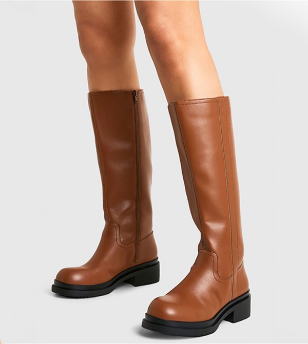 Chunky Column Knee High Boots