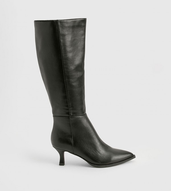 Pointed Toe Low Heel Slim Knee High Boots