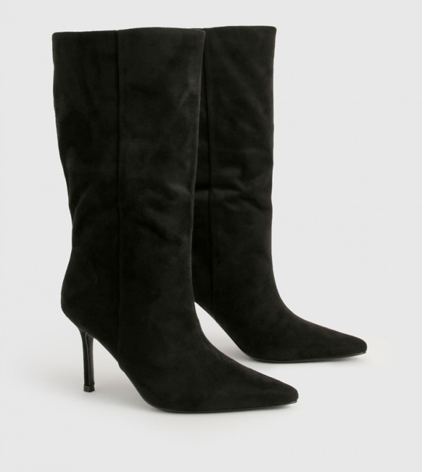 Faux Suede Stiletto Calf High Boots
