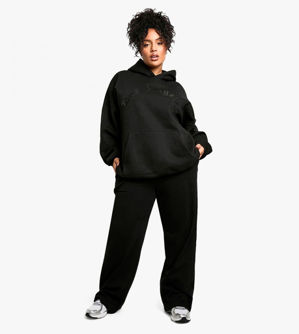 Curve Elastic Waist Wide Leg Trousers