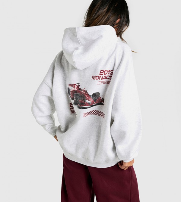 Racing Car Printed Oversized Hoodie
