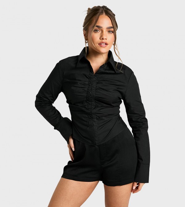 Petite Fitted Ruched Shirt