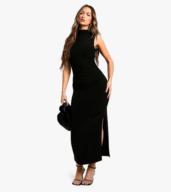 Ruched Waist Sleeveless Midaxi Dress