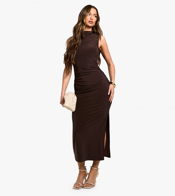 Ruched Waist Sleeveless Midaxi Dress