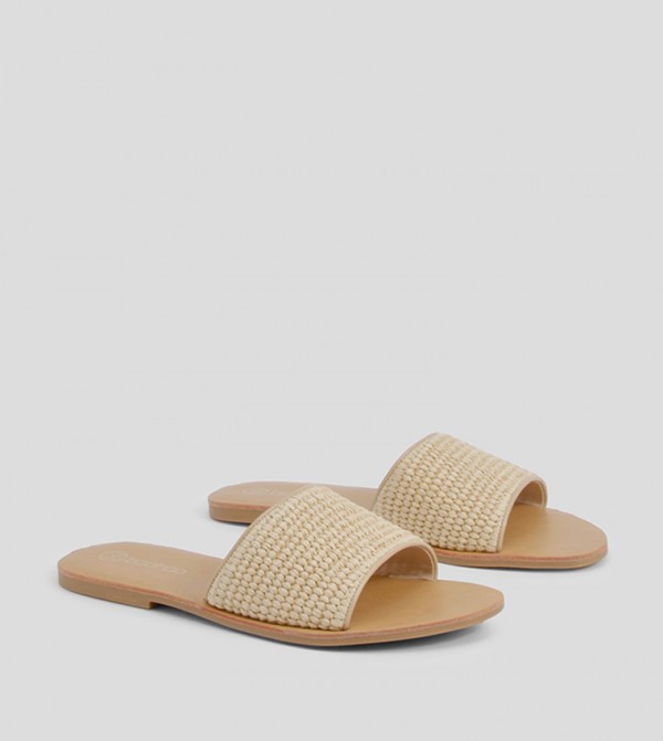 Wide Fit Raffia Flat Sandals