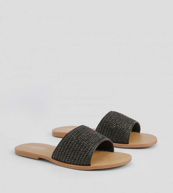 Wide Fit Raffia Flat Sandals
