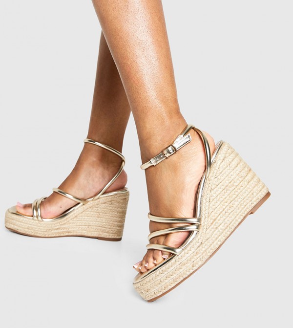 Strappy Block Wedge Sandals