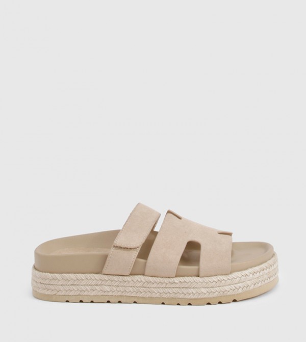 Faux Suede Flatform Sandals