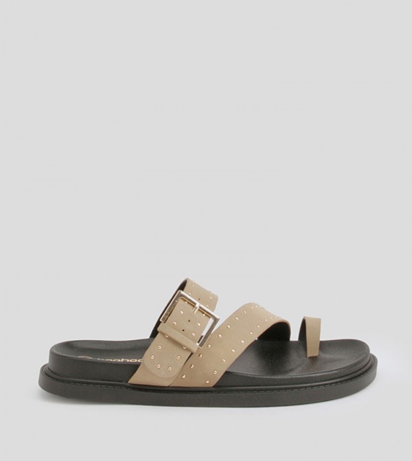 Studded Buckle Flat Sandals