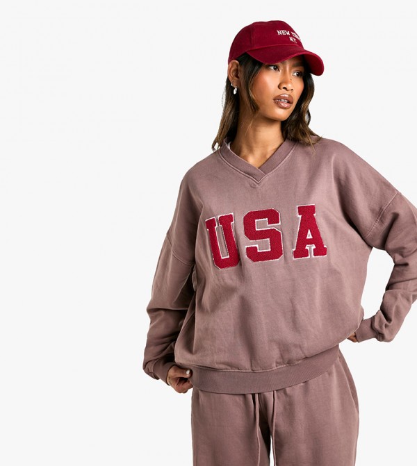 USA V-Neck Oversized Sweatshirt