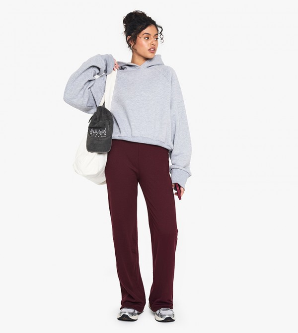 Double Layer Modal Rib Wide Leg Trousers
