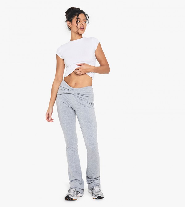 Double Layer Modal Jersey Twist Flared Trousers