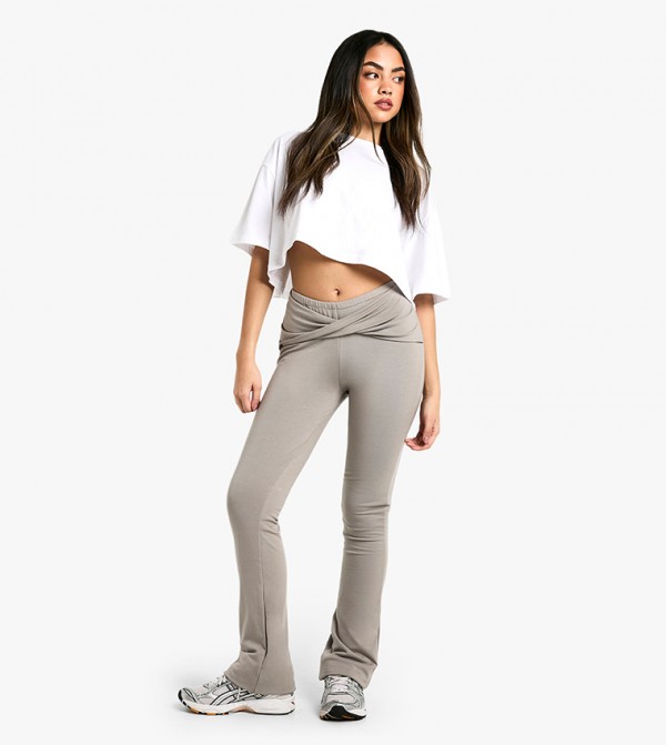 Double Layer Modal Jersey Twist Flared Trousers
