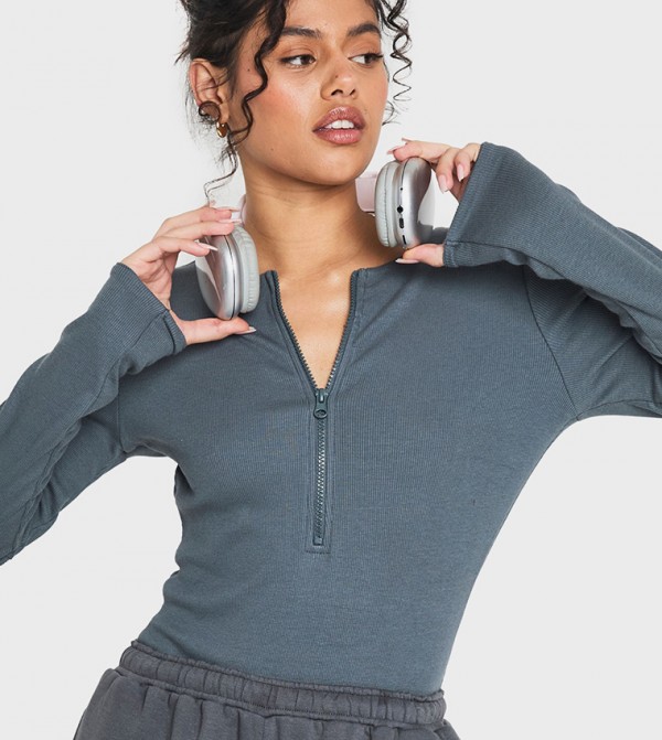 Modal Ribbed Jersey Zip Front Bodysuit