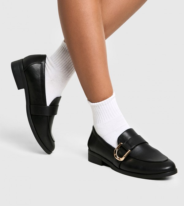 Wide Fit Hardware Detail Loafers