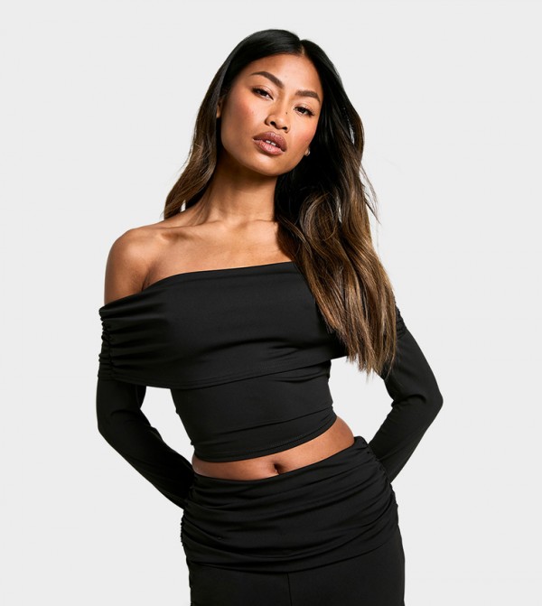 Sculpting Matte Slinky Bardot Crop Top