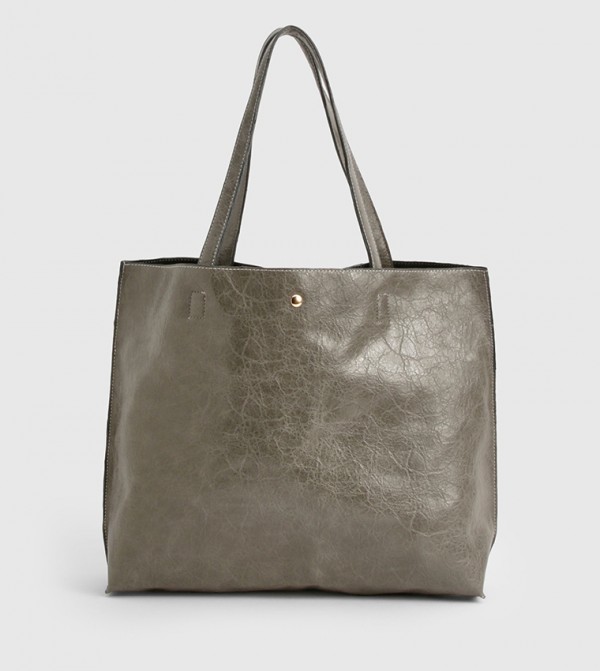 Distressed Leather Shopper Tote Bag