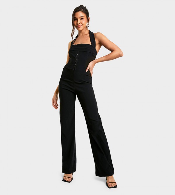 Bengaline Halterneck Corset Jumpsuit
