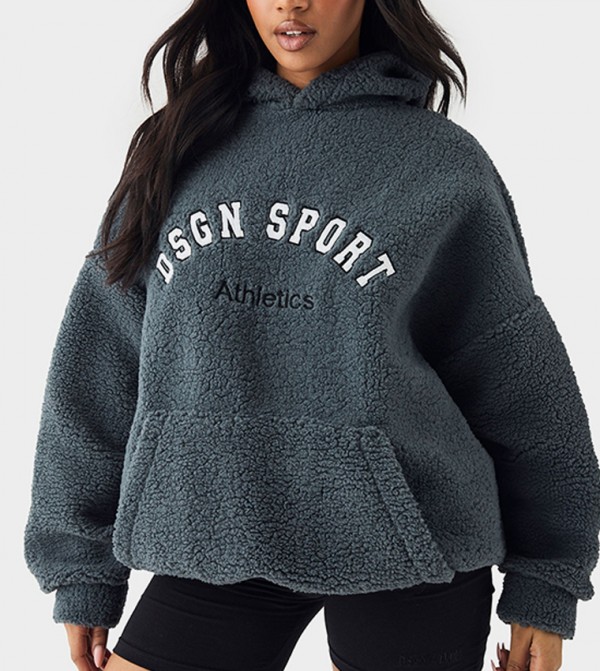 Dsgn Sport Appliqued Borg Hoodie