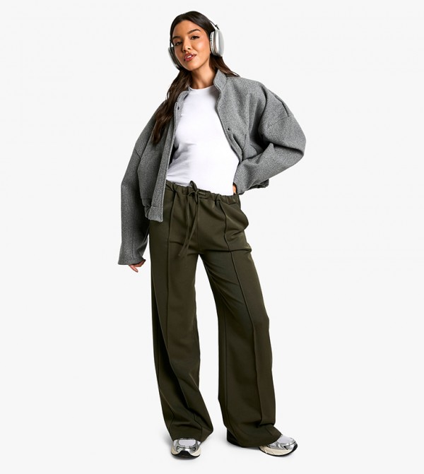 Marl Drawstring Waist Smart Woven Trousers