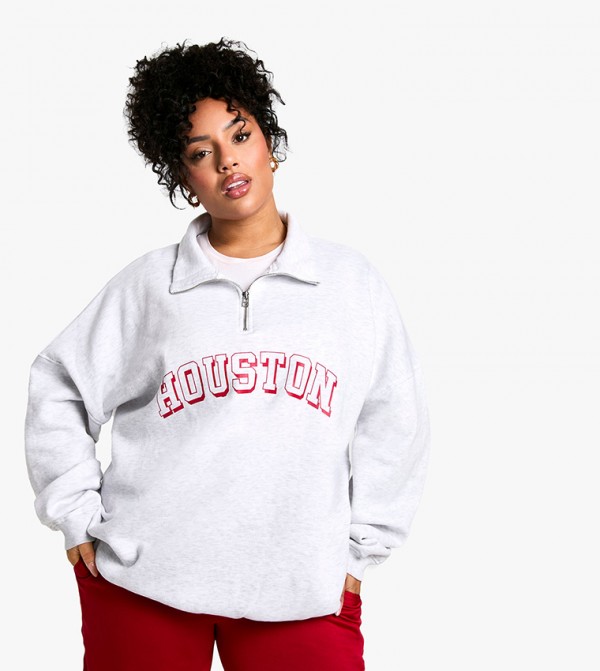 Curve Houston Oversized Zipper Neck Sweatshirt