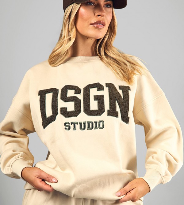 Dsgn Studio Toweling Appliqued Oversized Sweatshirt