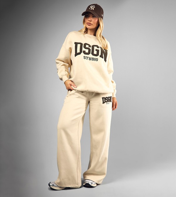 Dsgn Studio Toweling Applique Straight Fit Sweatpants