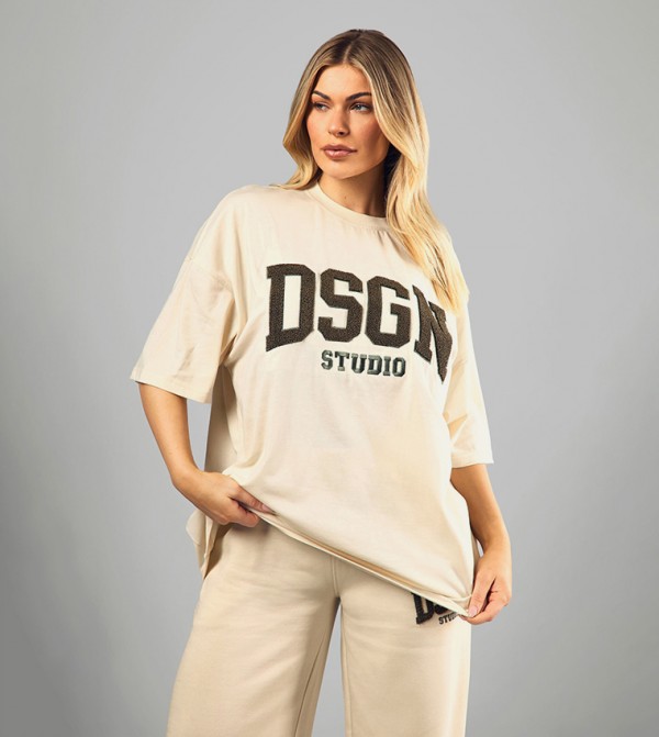 Dsgn Studio Toweling Applique Oversized T-Shirt