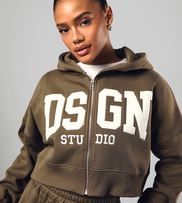 Dsgn Studio Toweling Appliqued Hooded Jacket