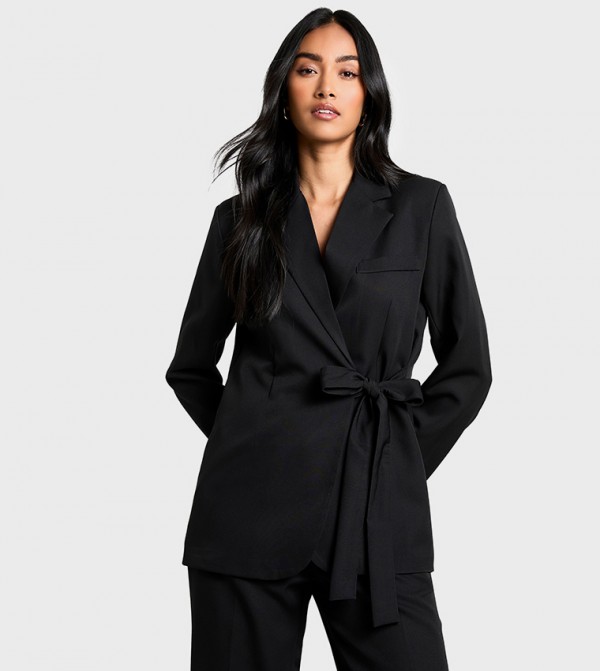 Woven Tailored Wrap Detail Blazer