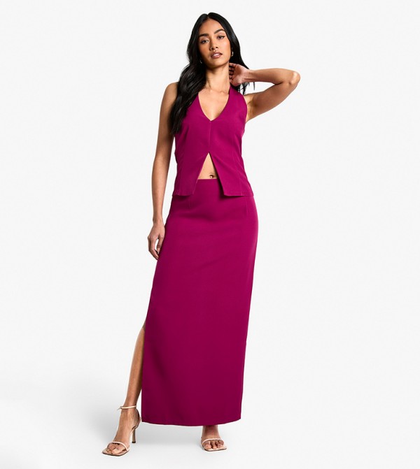Woven Tailored Maxi Skirt